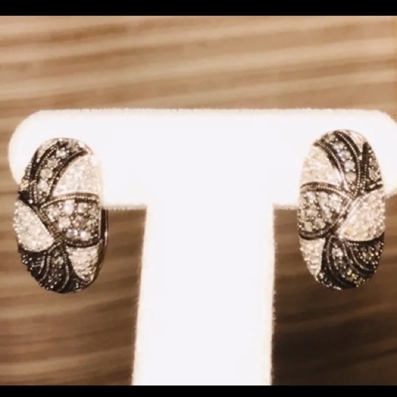 NWOT 1.00 CTW GENUINE DIAMOND SEMI HOOP EARRINGS - Picture 11 of 15